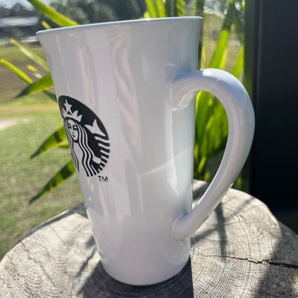 Starbucks 16 oz Ceramic Travel Coffee Mug W/Black Logo 16oz - Picture 3 of 8